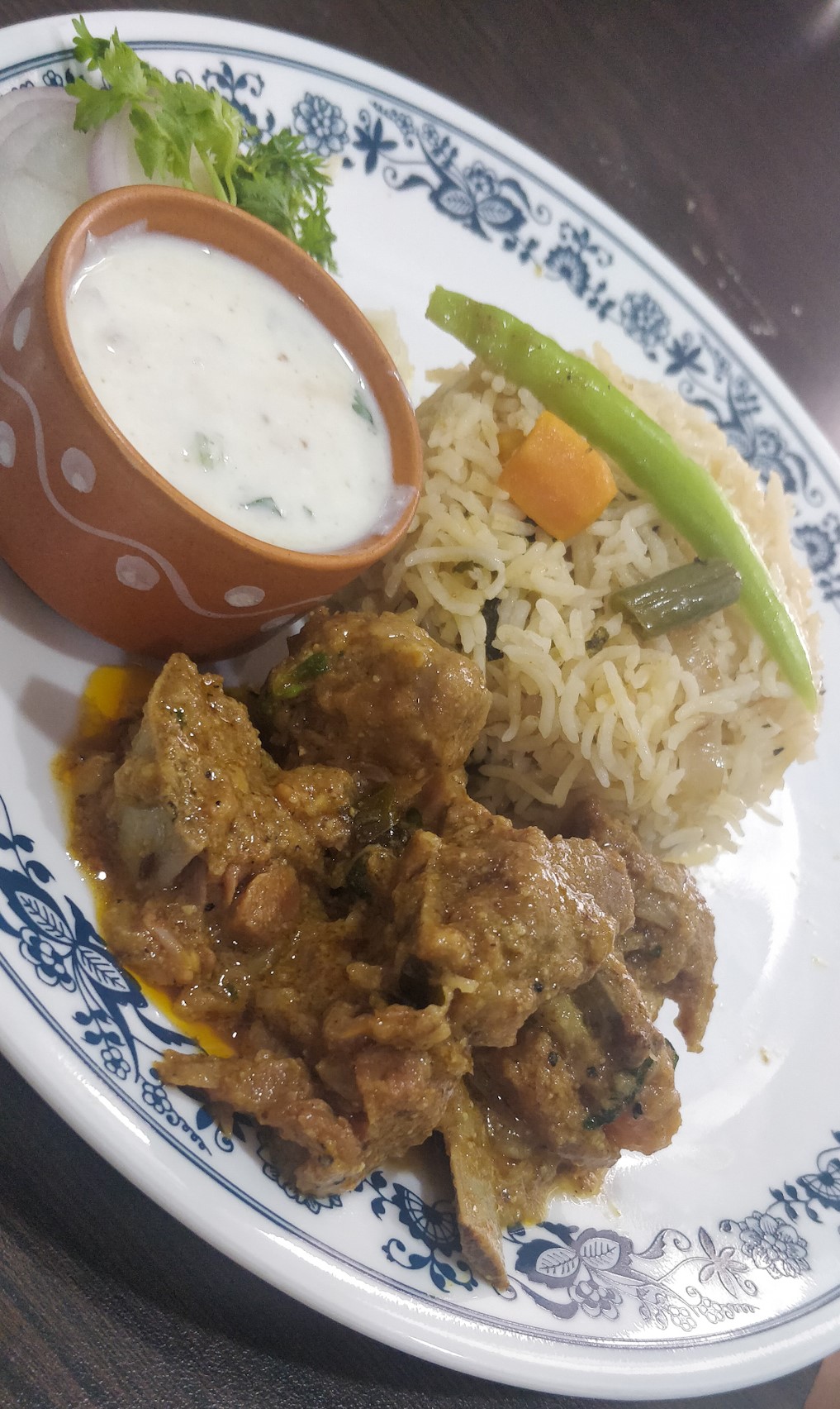 mutton curry with pulao rice